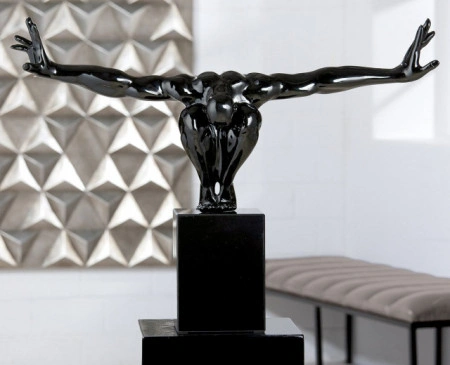 Statueta barbat in echilibru, decoratiune ,obiect,negru L42cm - Img 5