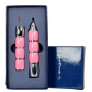 Set cadou Silver Match Caprice pix si bricheta roz pink si crom in cutie