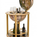 Bar glob pământesc de podea din lemn masiv, model Marseille, cartografie secolul XVI, 57x57x100 cm - Img 6