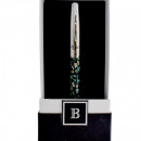 Pix Balmain marmorat sidef cu capac argintiu cromat in cutie cadou alba cu neagru, carton  dur