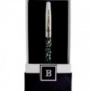 Pix Balmain marmorat sidef cu capac argintiu cromat in cutie cadou alba cu neagru, carton  dur