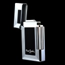 Bricheta Pierre Cardin de lux, aprindere cu piatra, reincarcabila, culori argintiu cu negru, prezentare cu capac ridicat