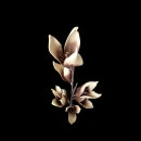 Creanga magnolie cu 7 flori maro-taupe L90cm