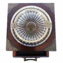 Scrumiera cristal pe suport lemn prevazut cu sertar pentru tigari 14x14x8cm - Img 4