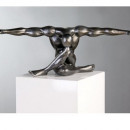 Statueta barbat in echilibru,argintiu L61cm