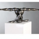 Statueta barbat in echilibru,argintiu L61cm