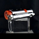 Lighter Sarome Japan, reincarcabila cu gaz, metalica, cu punch pentru taiat trabucuri culoare negru sau briar