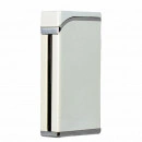Brichetă Sarome SRM 105 C, vedere posterioara, culoare alb mat satinat cu dunga de demarcare argintata, sistem piezo, reincarcabila cu gaz, unisex