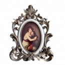 Rama foto clasica,model baroc,ovala ,alb-auriu antichizat poza 13x18cm