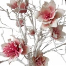 Floare decorativa artificiala ,creanga magnolie flori roz pudrat H90cm - Img 2