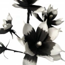 Floare decorativa creanga magnolie,sapte flori alb-negru,foam ,H100cm - Img 2