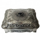 Caseta bijuterii argintata cu piatra onix pe capac 19x15x8cm - Img 2