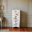 Dulap din lemn cu sertare și decor floral, stil vintage, 48,5 x 31,5 x 120,5 cm - Img 2