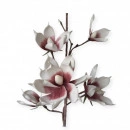 Floare decorativa artificiala, creanga magnolie flori alb-grena, H 90cm - Img 2
