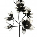 Floare decorativa creanga magnolie,sapte flori alb-negru,foam ,H100cm