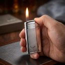 Brichetă Ronson argintie, aprindere piezoelectrică, design ergonomic unisex - Img 2