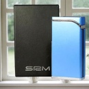 Brichetă Sarome SRM 105 A metalică bleu satinat cu argintiu, cu aprindere piezoelectrică și cutie cadou