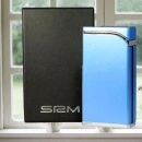 Brichetă Sarome SRM 105 A metalică bleu satinat cu argintiu, cu aprindere piezoelectrică și cutie cadou