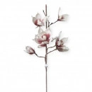 Floare decorativa artificiala, creanga magnolie flori alb-grena, H 90cm - Img 3