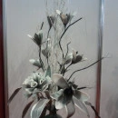 Floare decorativa ,creanga magnolie cu 5 flori alb-gri, L90cm - Img 3