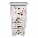 Dulap din lemn cu sertare și decor floral, stil vintage, 48,5 x 31,5 x 120,5 cm - Img 3