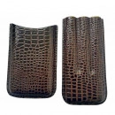 Etui trabuc piele naturala ,croco,maron ,trei trabucuri - Img 2