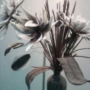 Floare decorativa ,floare artificiala foam Dahlia, maron-taupe ,L90cm - Img 5