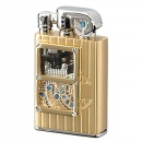 Brichetă Sarome de lux SV10 Solid Brass, mecanică transparentă, cu piatră și gaz, retro