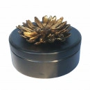 Caseta bijuterii,cutie decorativa lemn cu motive florale in relief pe capac,D20cm - Img 3