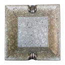 Scrumiera din portelan decorata cu flori argintii,15.5x15.5 cm - Img 2
