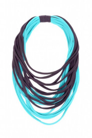 Colier textil bleu cu gri antracit