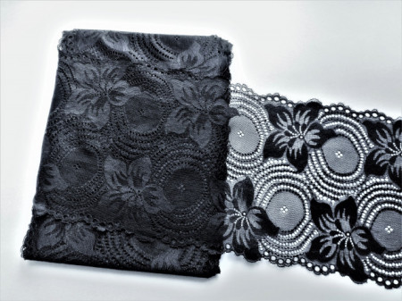Dantela elastica neagra 18cm/10m, cod303