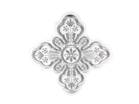 Ornament bisericesc cruce mare - alb cu argintiu - 1buc.