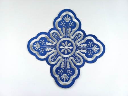 Ornament bisericesc cruce mare -albastru cu argintiu - 1buc.