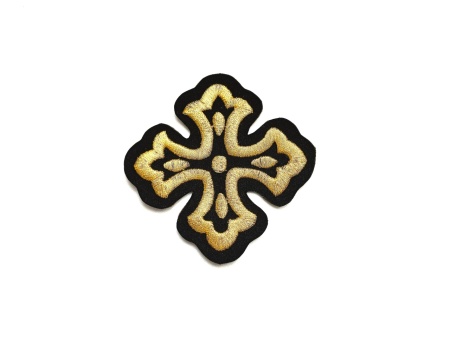 Ornament bisericesc cruce mica - negru cu auriu - model2 - 1buc.