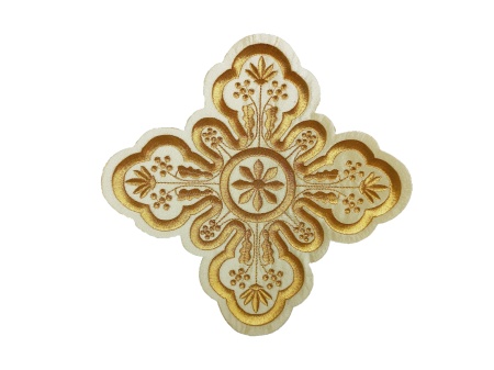Ornament bisericesc cruce mare - crem cu auriu - 1buc.