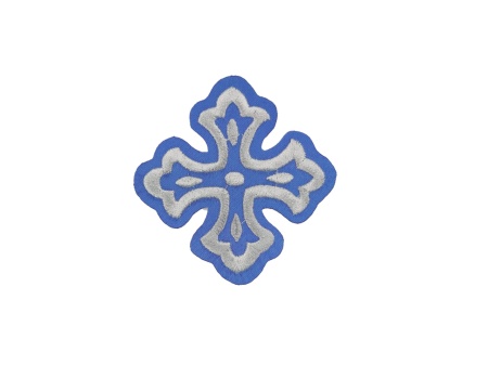 Ornament bisericesc cruce mica - albastru cu argintiu - model2 - 1buc.
