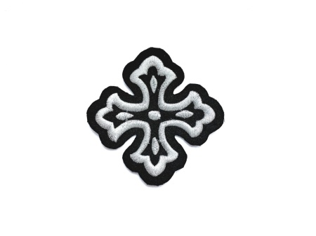 Ornament bisericesc cruce mica - negru cu argintiu - model2 - 1buc.