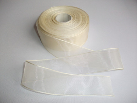 Panglica organza 25 mm crem