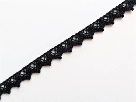 Dantela bumbac cod A, 15mm/10m, neagra