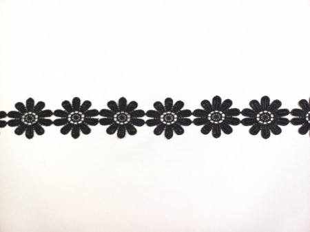 *Dantela poliester flori 5 cm, neagra, cod61119
