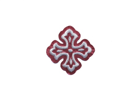 Ornament bisericesc cruce mica - visiniu cu argintiu - model2 - 1buc.