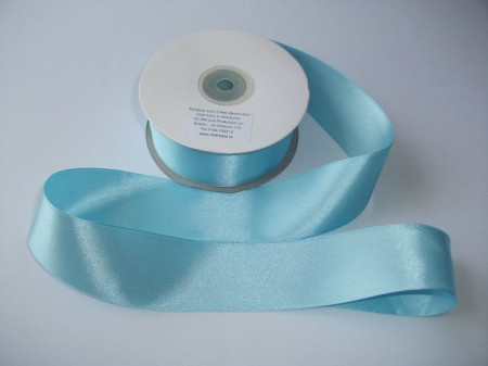 Panglica satinata ambele fete 38 mm bleu