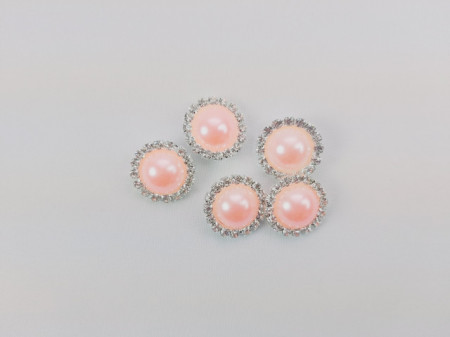 Nasturi cu strasuri si imitatie perla 21mm(M34) - roz