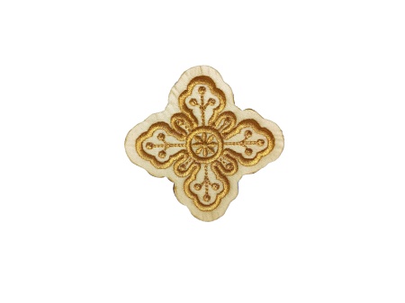 Ornament bisericesc cruce mica -crem cu auriu - model1 - 1buc.