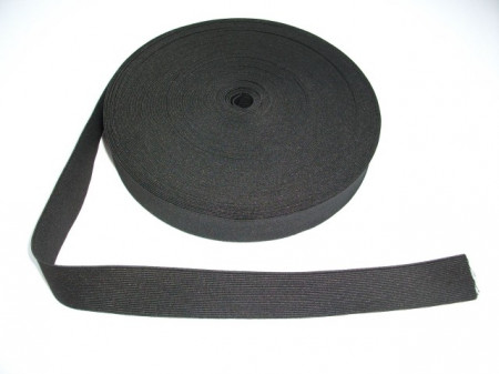 Elastic lat 25 mm alb si negru