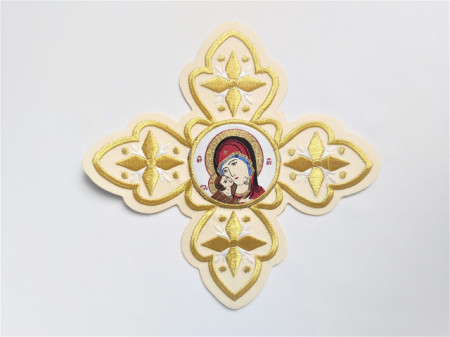 Ornament bisericesc cruce mare - ivoir cu auriu cu Maica