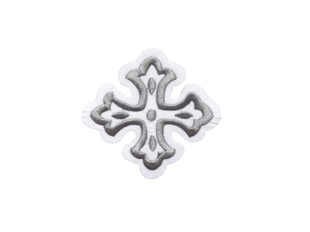 Ornament bisericesc cruce mica - alb cu argintiu - model2 - 1buc.