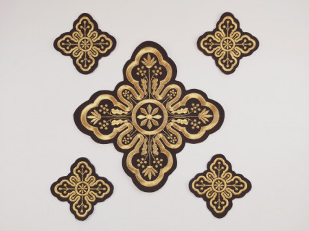 Ornament bisericesc cruce mica - negru cu auriu - model1 - 1buc.