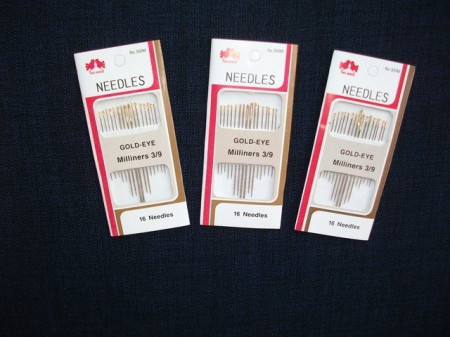 Ace de cusut manual cu cap auriu (marimi variate)- 36card.